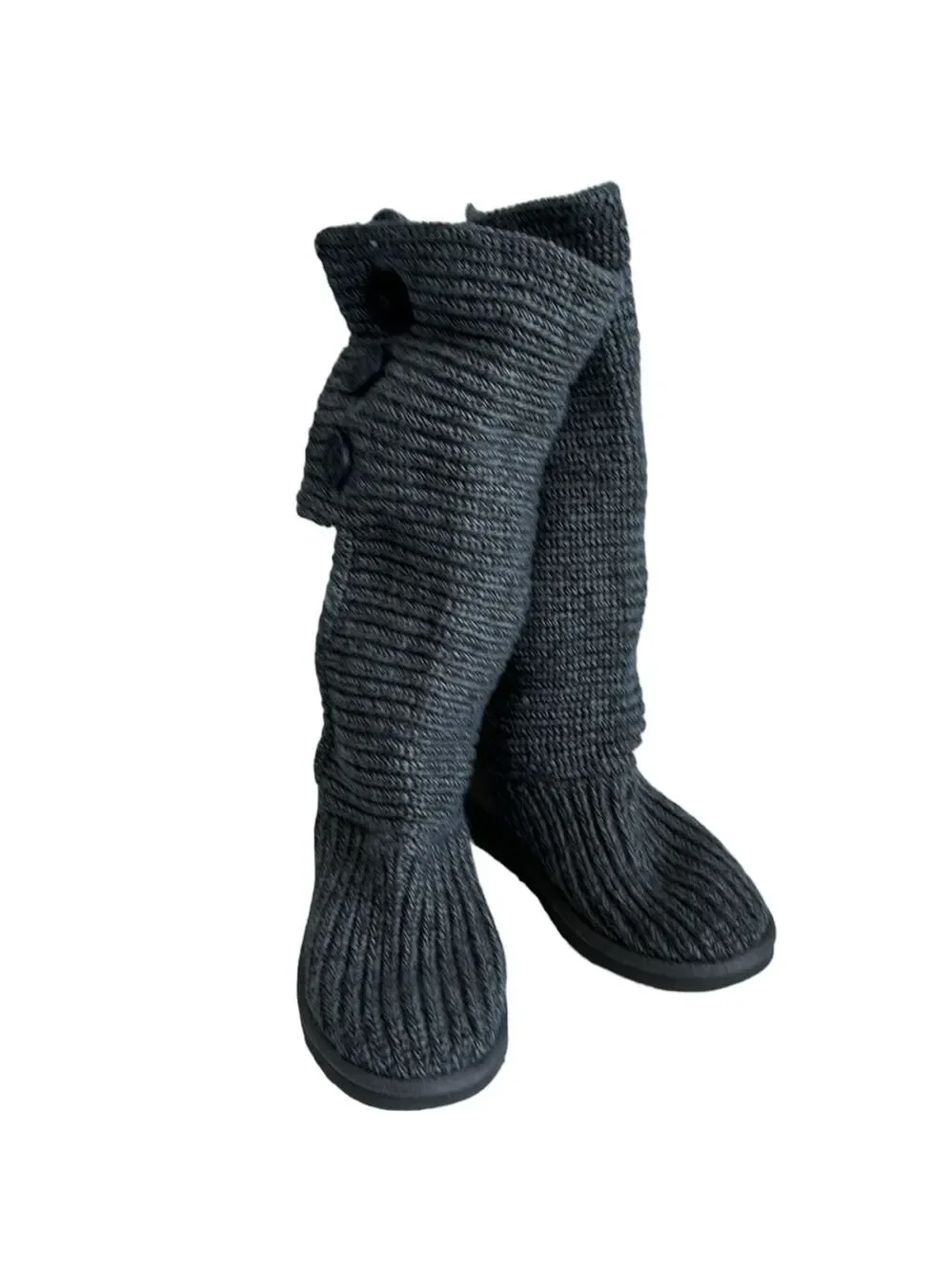 UGG Classic Cardy Gray Chunky Cable Sweater Boot Size 5